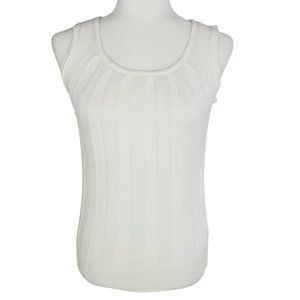 Joseph Allen Inverted Pleated Knit White Shell Small